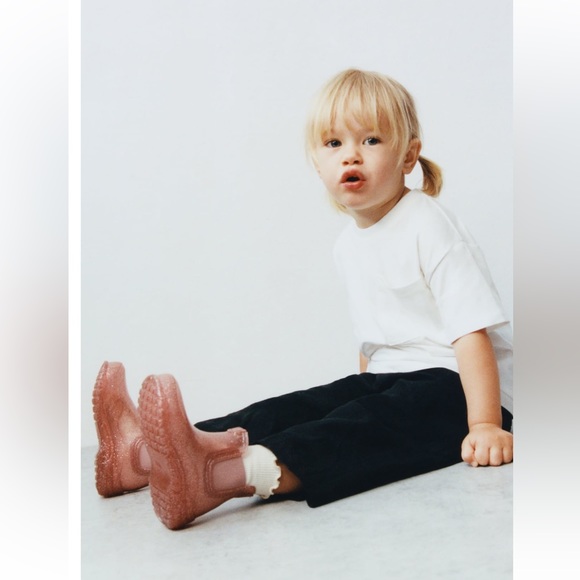 NWT Zara Size 9 toddler pink glitter rainboots - Picture 6 of 6